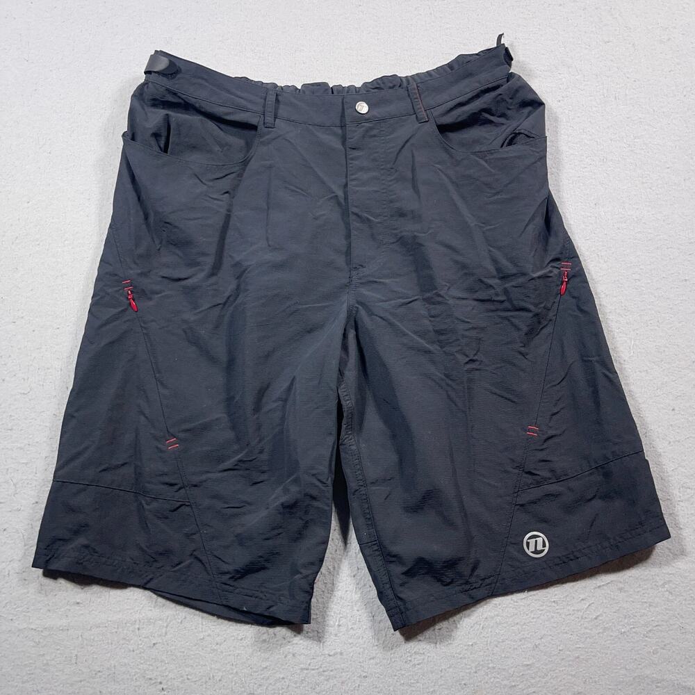 Novara Cycling Shorts Men Large Black Nylon Mountain‎ Bike MTB Zipper Pocket